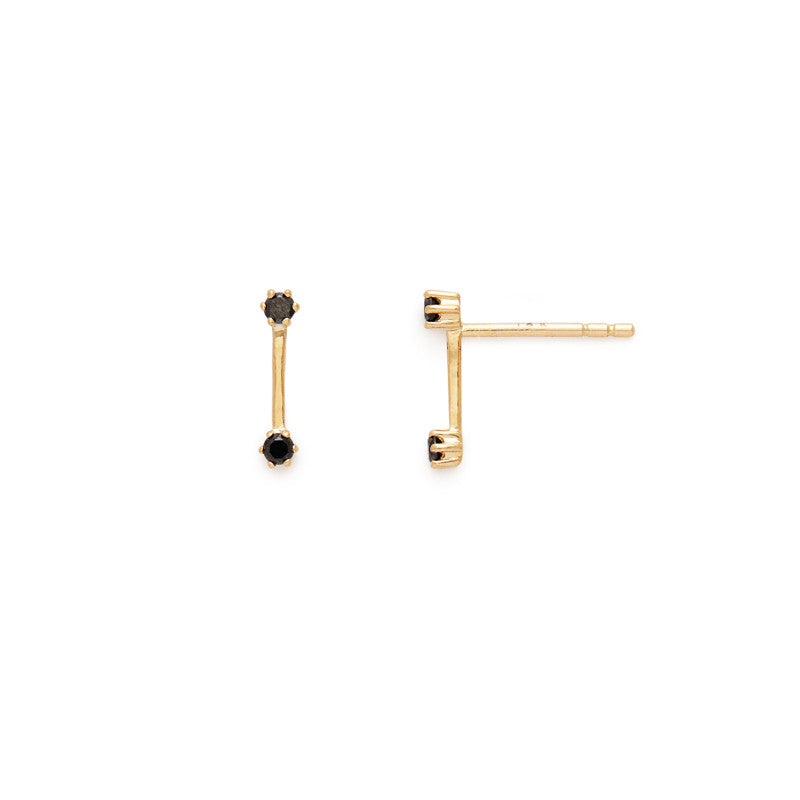 Zoe Chicco 14kt Gold Tiny Black Diamond Bezel Bar Chain Earrings – ZOË  CHICCO